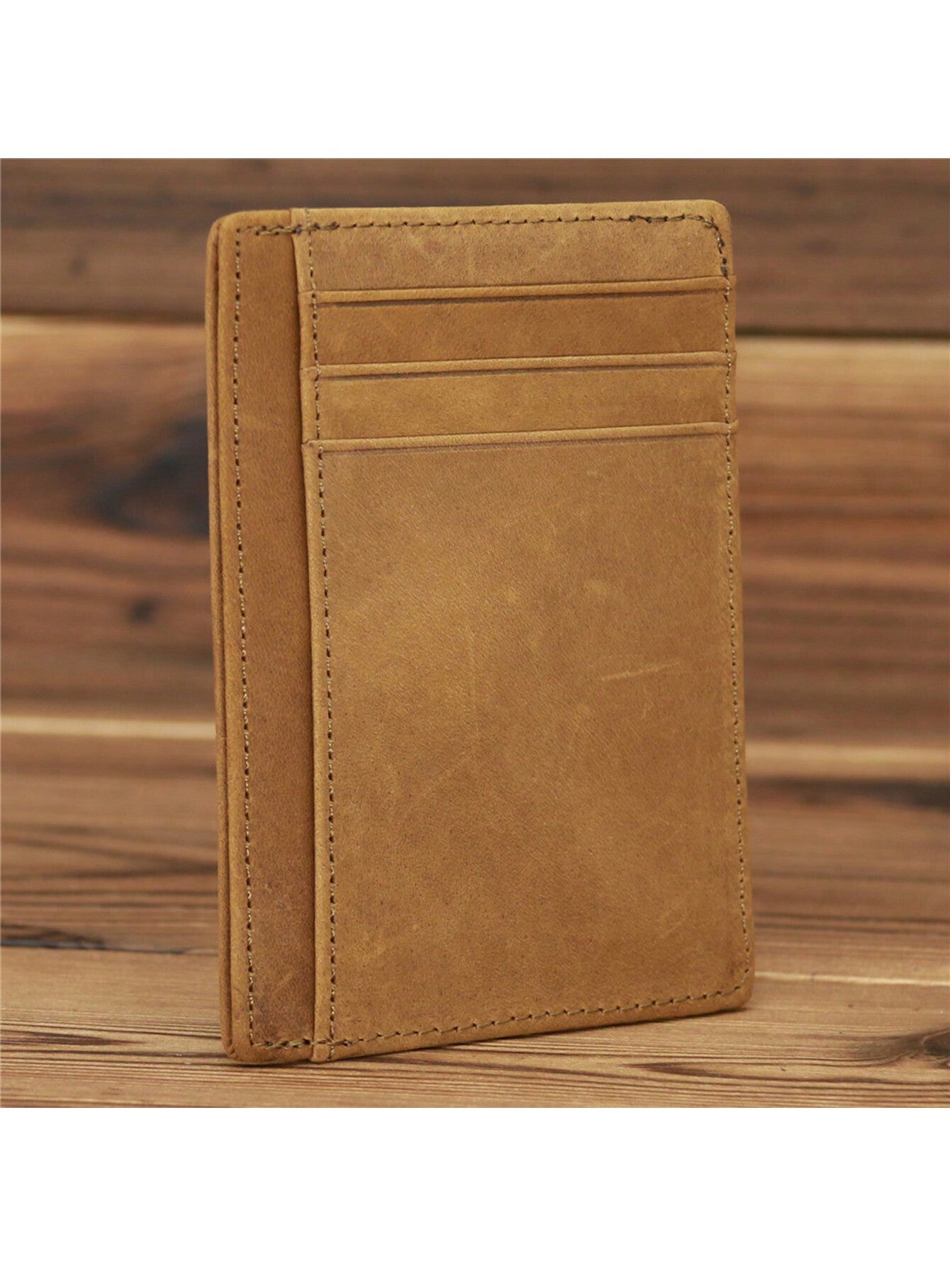 Men's Genuine Crazy Horse Leather Card Holder Slim Wallet Multi Card Slots Credit Card Case