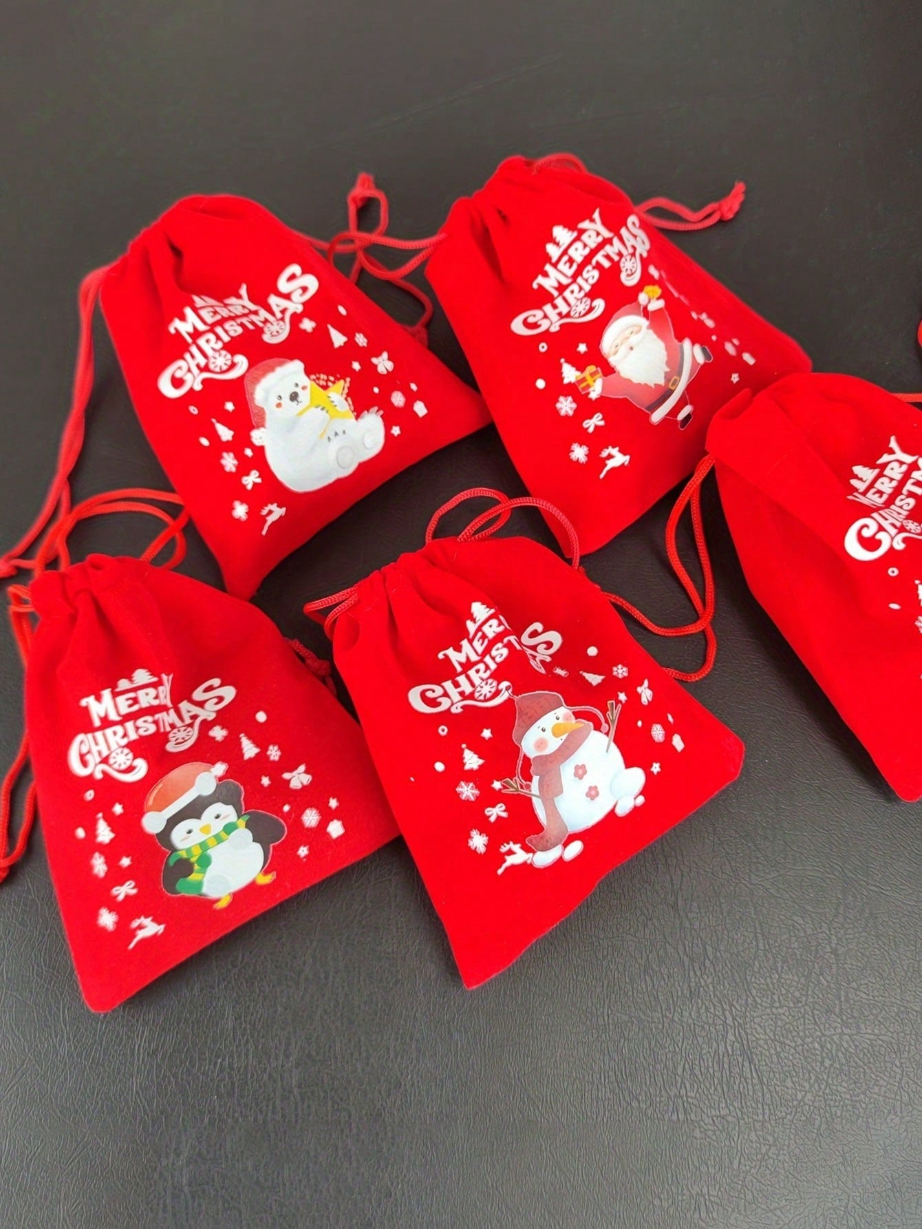 6pcs-Christmas Drawstring Gift Bags - Holiday Cartoon Pattern Gift Bags For Holiday Celebrations, Party Favors, Weddings, Birthdays, Anniversaries - Multipurpose Holiday Gift Bags For Christmas, Halloween, Thanksgiving (Random Delivery), Christmas