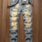 Vintage Style Distressed Men's Street Wear Denim Jeans, Belt Not Included