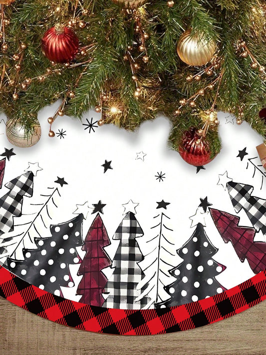 1pc 90cm/120cm Polyester Christmas Tree Skirt, Merry Christmas Decor For Home Snowflake Xmas Tree Carpet Navidad Noel 2024 Happy New Year 2025,Christmas