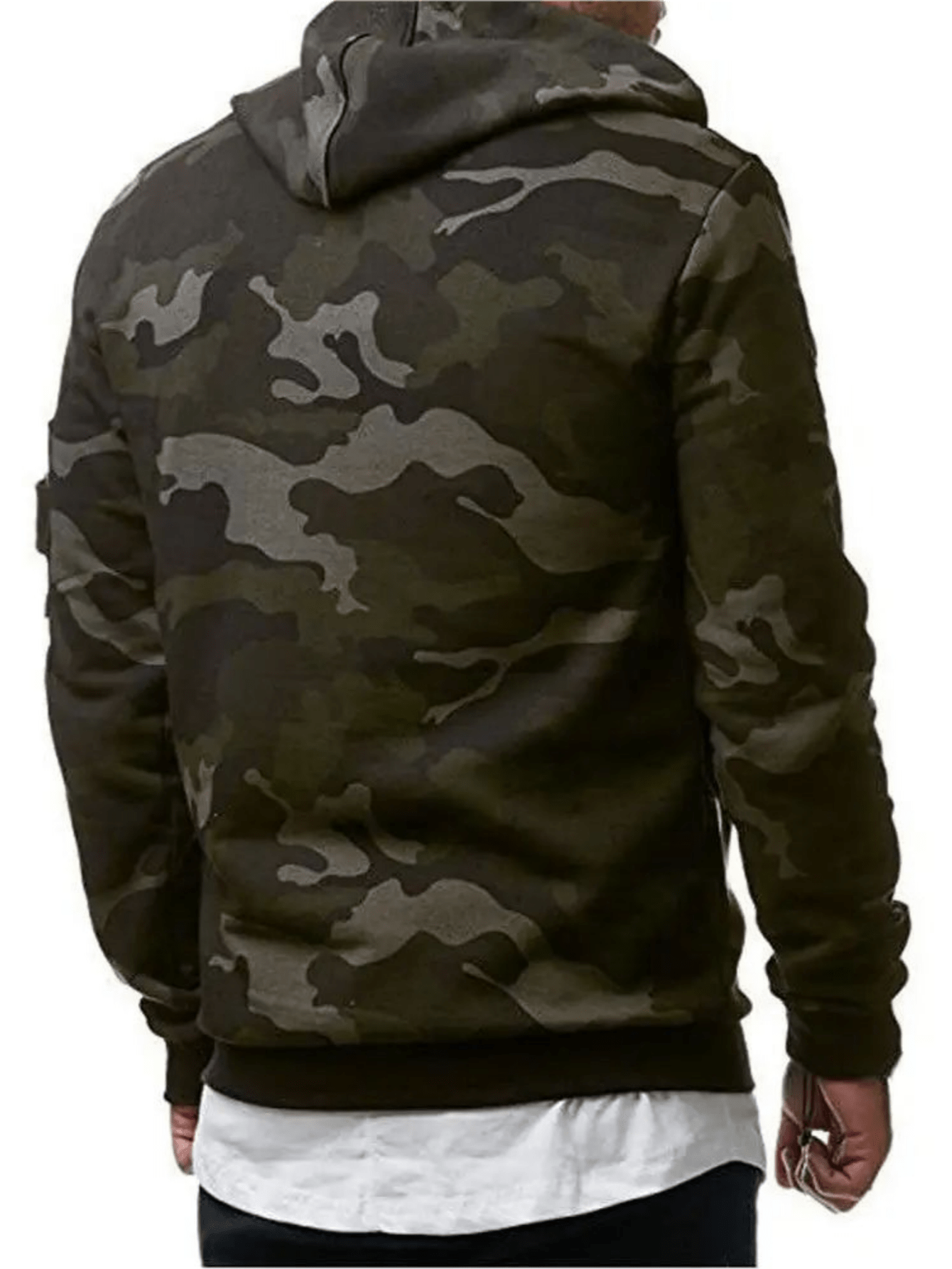 Men's Hooded Sports Sweatshirt, Camouflage Print With Arm Pouch