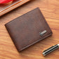 Men's Casual Short Leather Wallet, Business Slim Zipper Purse With Multiple Card Slots