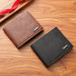 Men's Casual Short Leather Wallet, Business Slim Zipper Purse With Multiple Card Slots