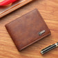 Men's Casual Short Leather Wallet, Business Slim Zipper Purse With Multiple Card Slots