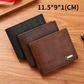 Men's Casual Short Leather Wallet, Business Slim Zipper Purse With Multiple Card Slots