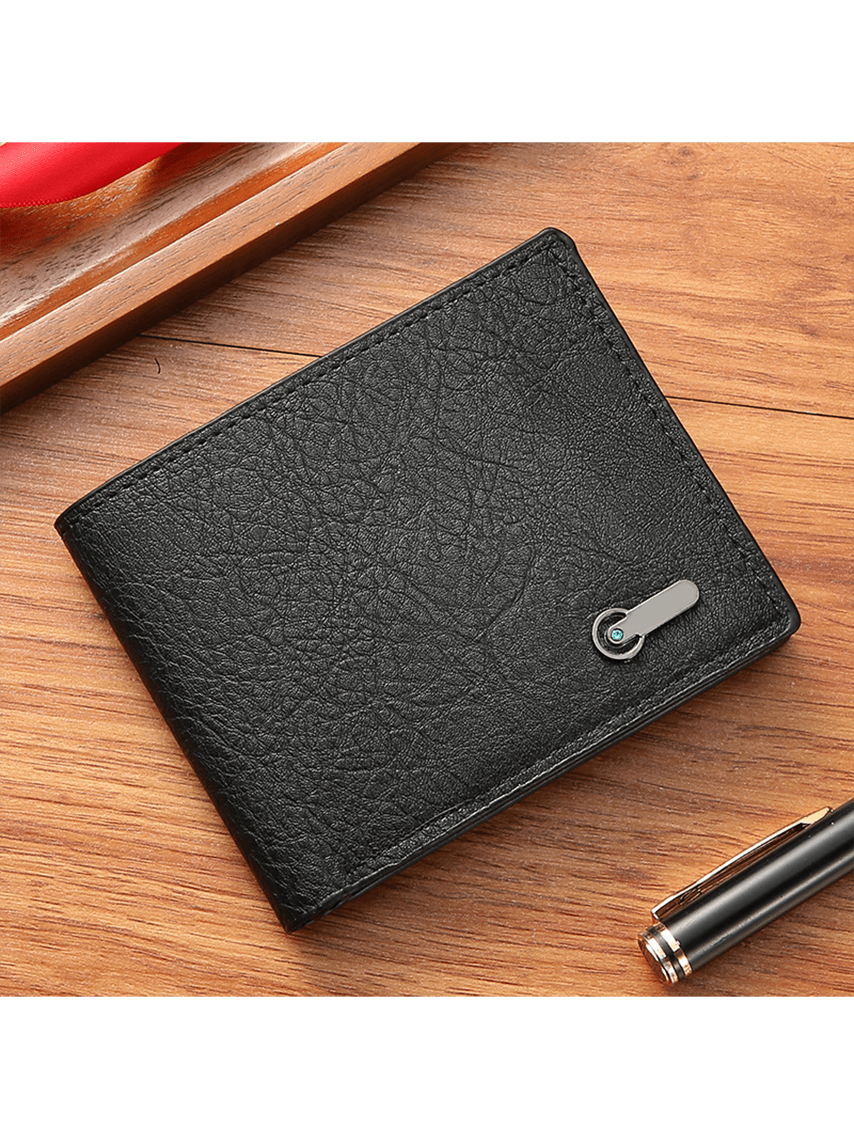 Men's Casual Short Leather Wallet, Business Slim Zipper Purse With Multiple Card Slots