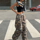 EZwear Printed Woven Wide Leg Pants For Women