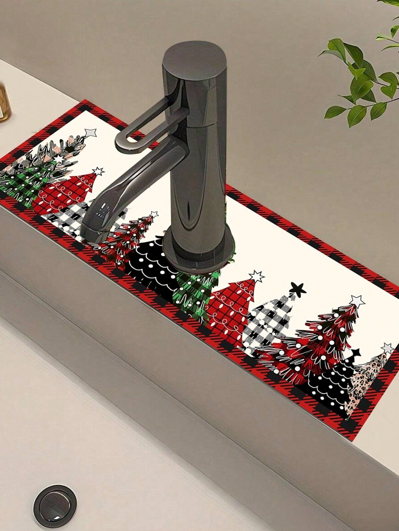 Christmas Faucet Absorbent Pads For Kitchens And Bathrooms, Santa Claus Snowman Gingerbread Man Xmas Tree Pattern Kitchen Diatomaceous Earth Mat, Christmas Decor Home Decor 2024 Happy New Year 2025,Christmas