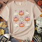 Tween Girls Casual Fashion Halloween Elements Plaid Cute Ghost Pumpkin Print Funny Basic Oversize Autumn T-Shirt