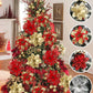 5pcs/Pack Christmas Glitter Artificial Flowers, Christmas Tree Hanging Ornaments Fake Flower, Merry Christmas Decorations For Home 2024 Xmas Navidad Gifts New Year 2025,Christmas