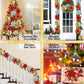 5pcs/Pack Christmas Glitter Artificial Flowers, Christmas Tree Hanging Ornaments Fake Flower, Merry Christmas Decorations For Home 2024 Xmas Navidad Gifts New Year 2025,Christmas