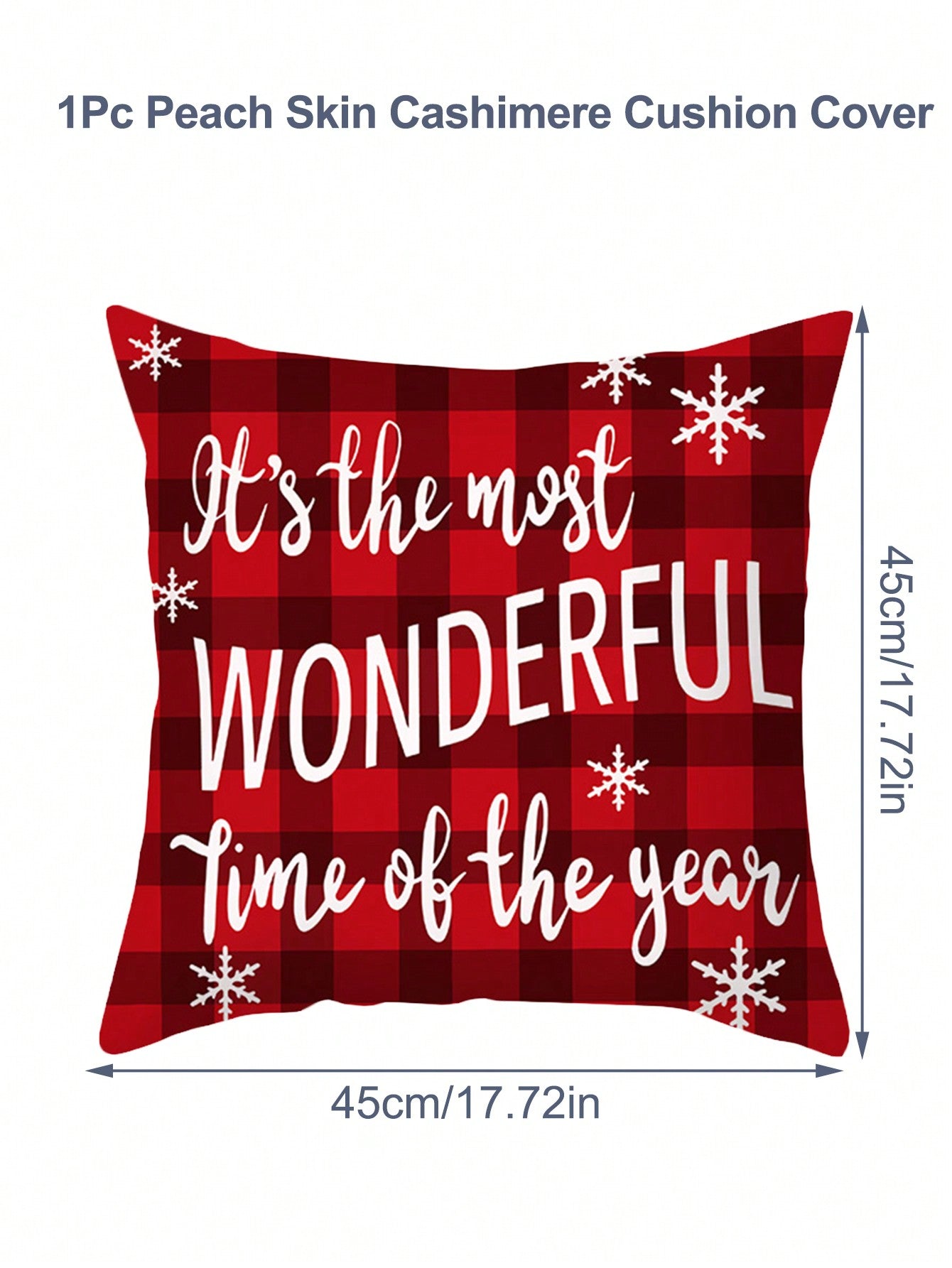 1Pc Christmas Pillowcase,Snowflake Letter Red Plaid Pattern Pillow Covers,Throw Pillow Covers,(Without Pillow Core)Home Decor,Christmas Decorations, Noel Party Supplies, Xmas Decor,Navidad Decor,Christmas Favor,Christmas