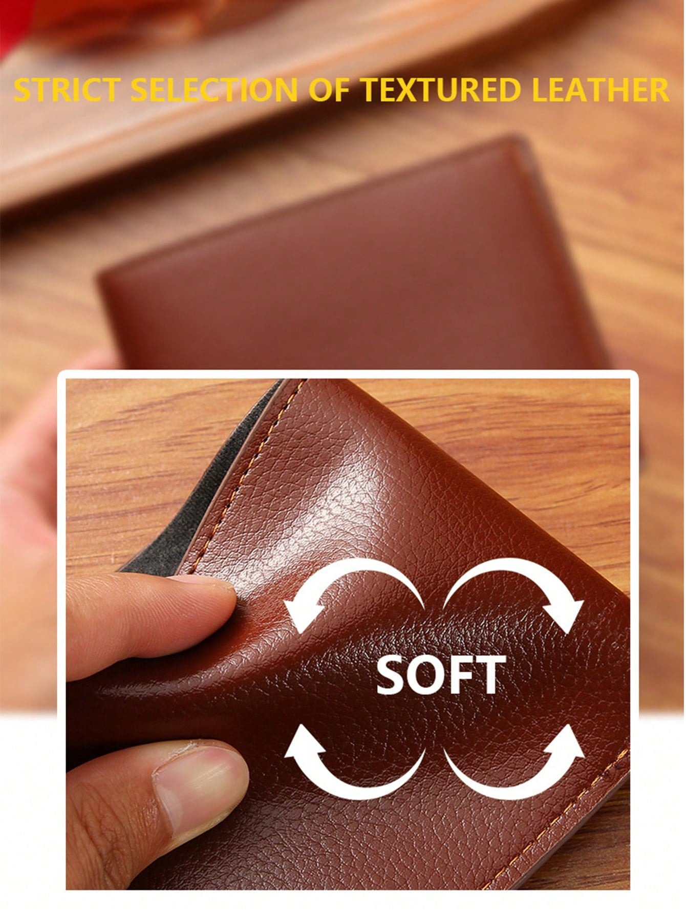 1pc Men's PU Leather Wallet, Large Capacity And Multiple Card Slots, Can Store Large Bills, Simple Coin Pocket, Credit Card, Bank Card, ID Card Photo Slot, Business Casual Style, An Ideal Gift For Men's Birthday Or Partner