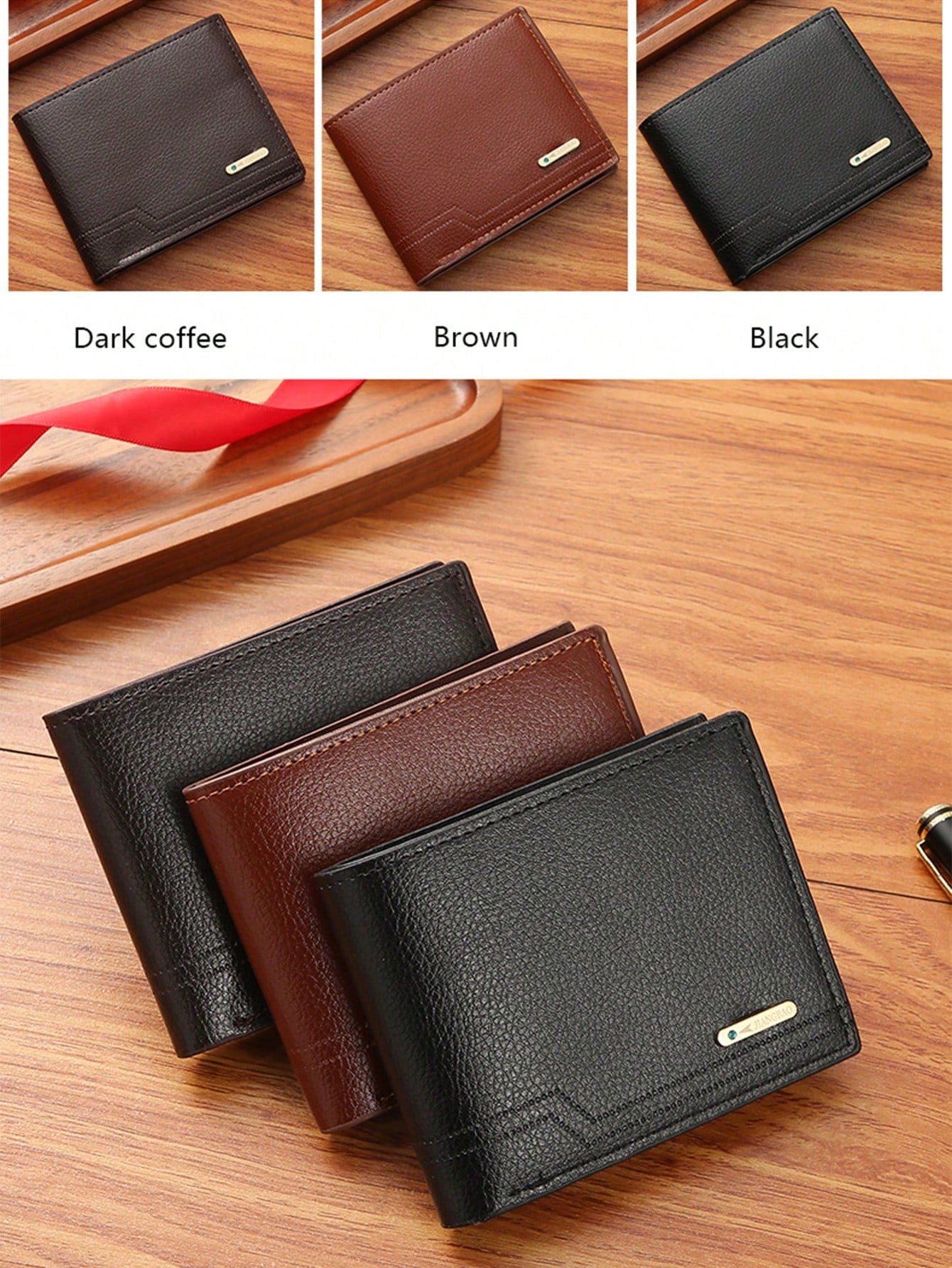 1pc Men's PU Leather Wallet, Large Capacity And Multiple Card Slots, Can Store Large Bills, Simple Coin Pocket, Credit Card, Bank Card, ID Card Photo Slot, Business Casual Style, An Ideal Gift For Men's Birthday Or Partner