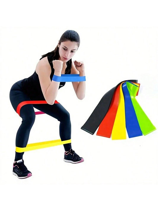 TPE Elastic Resistance Band Set For Yoga And Fitness With 5 Tension Circles And Black Bag - Ideal For Squats, Hip Circles, And Full-Body Workouts