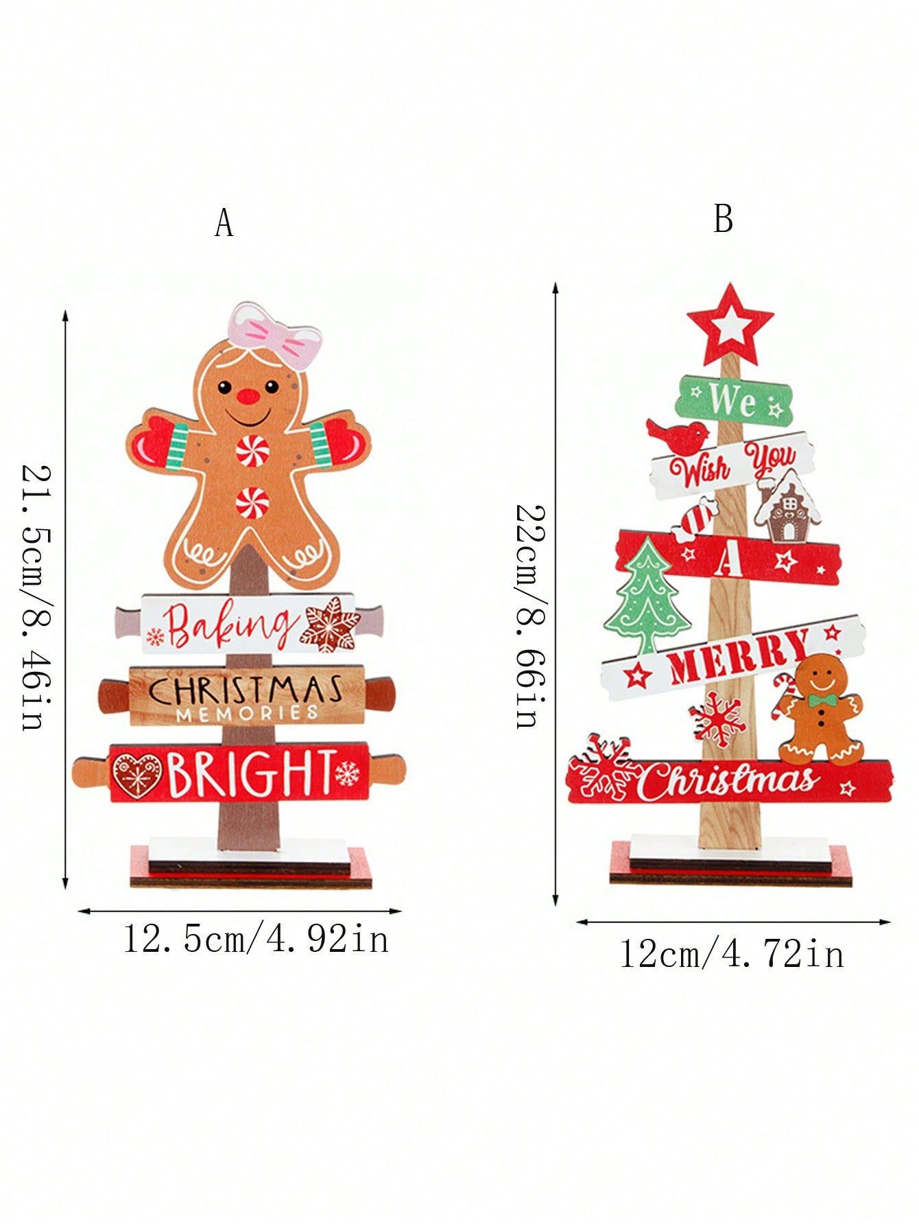 2pcs-Christmas Decoration Set,Christmas Wooden Ornaments,Festive Desktop Idea With Wooden Mini Christmas Tree And Gingerbread Man Display, Wooden Christmas Hanging,For Christmas Festival Decorations,Christmas