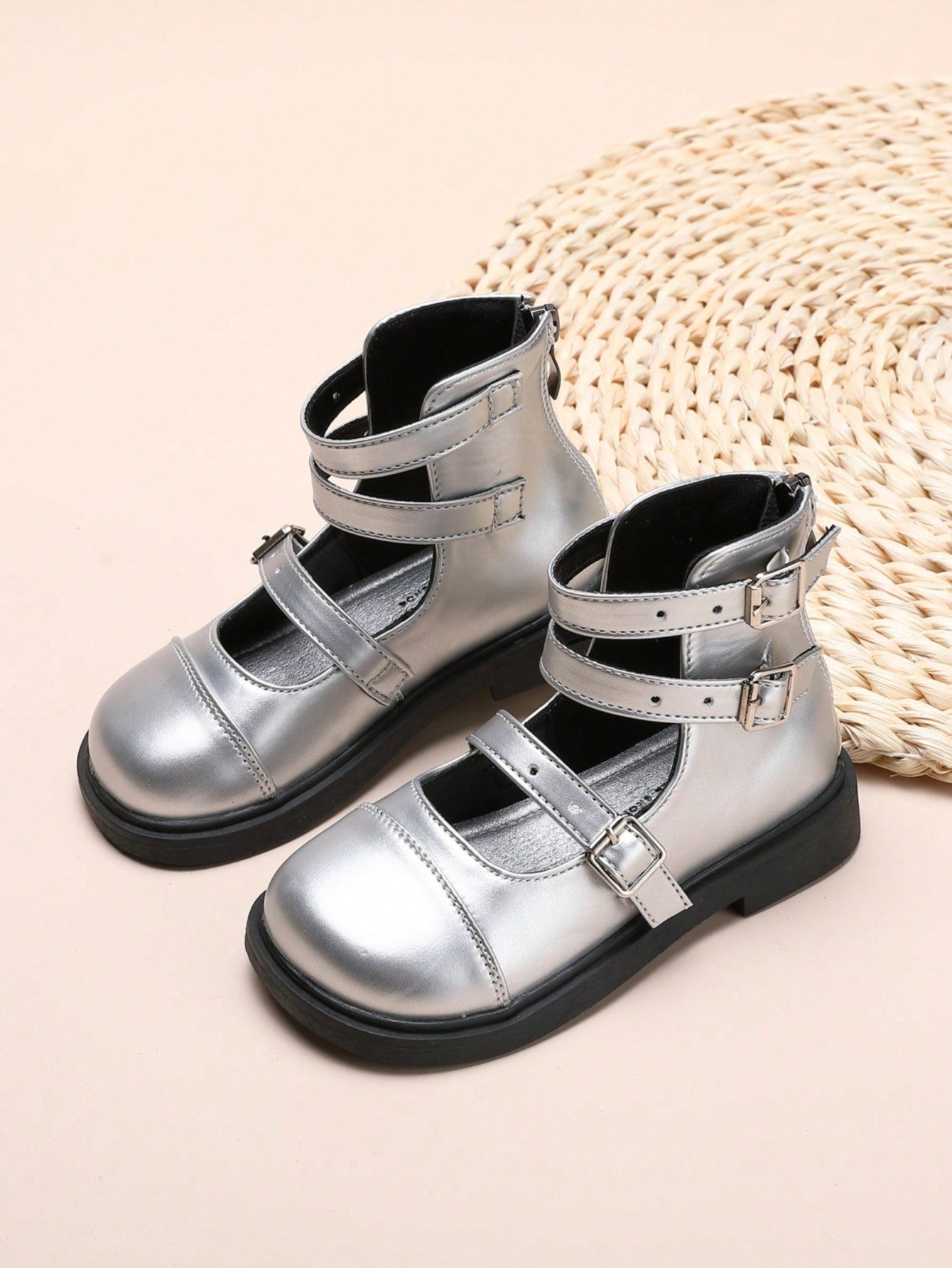 Autumn New Children Shoes Flat High-Top Girls Roman Shoes Middle