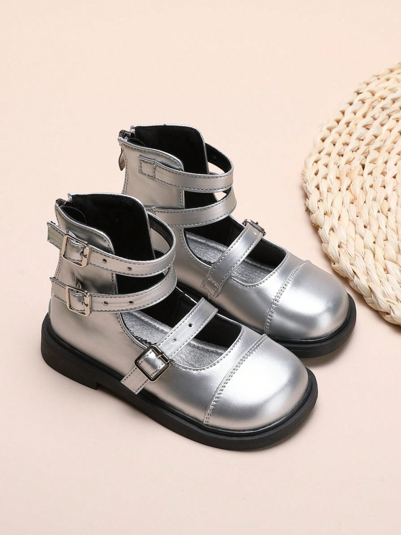 Autumn New Children Shoes Flat High-Top Girls Roman Shoes Middle