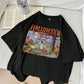 LUNE Plus Size Halloween T-Shirts, Casual Simple Haunted Town Print Loose Fit Short Sleeve Tee For Fall Season