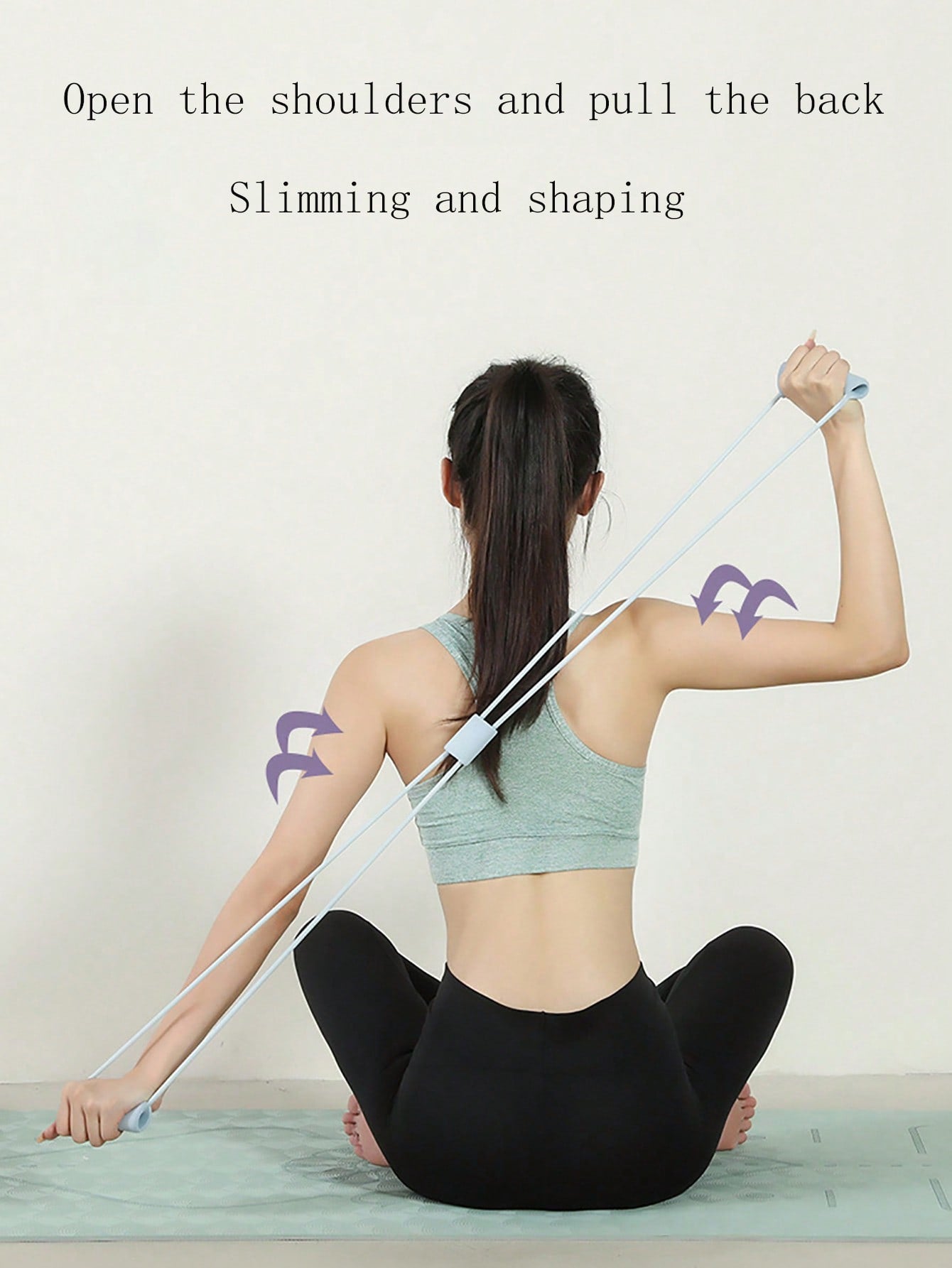 1pc Bungee Resistance Bands For Shoulder Opening And Slimming Arms Eight Shape Resistance Bands For Yoga Pilates Training Muscle Toning And Back Enhancement Thickened Eight Shape Pull Rope Fitness Equipment