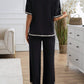 Women's Fashionable Knitted Short Sleeve Top And Long Pants Outfit