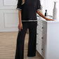 Women's Fashionable Knitted Short Sleeve Top And Long Pants Outfit