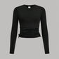 3pcs Tween Girls' Casual Solid Color Knit Crew Neck Long Sleeve Tops