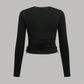 3pcs Tween Girls' Casual Solid Color Knit Crew Neck Long Sleeve Tops