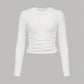 3pcs Tween Girls' Casual Solid Color Knit Crew Neck Long Sleeve Tops