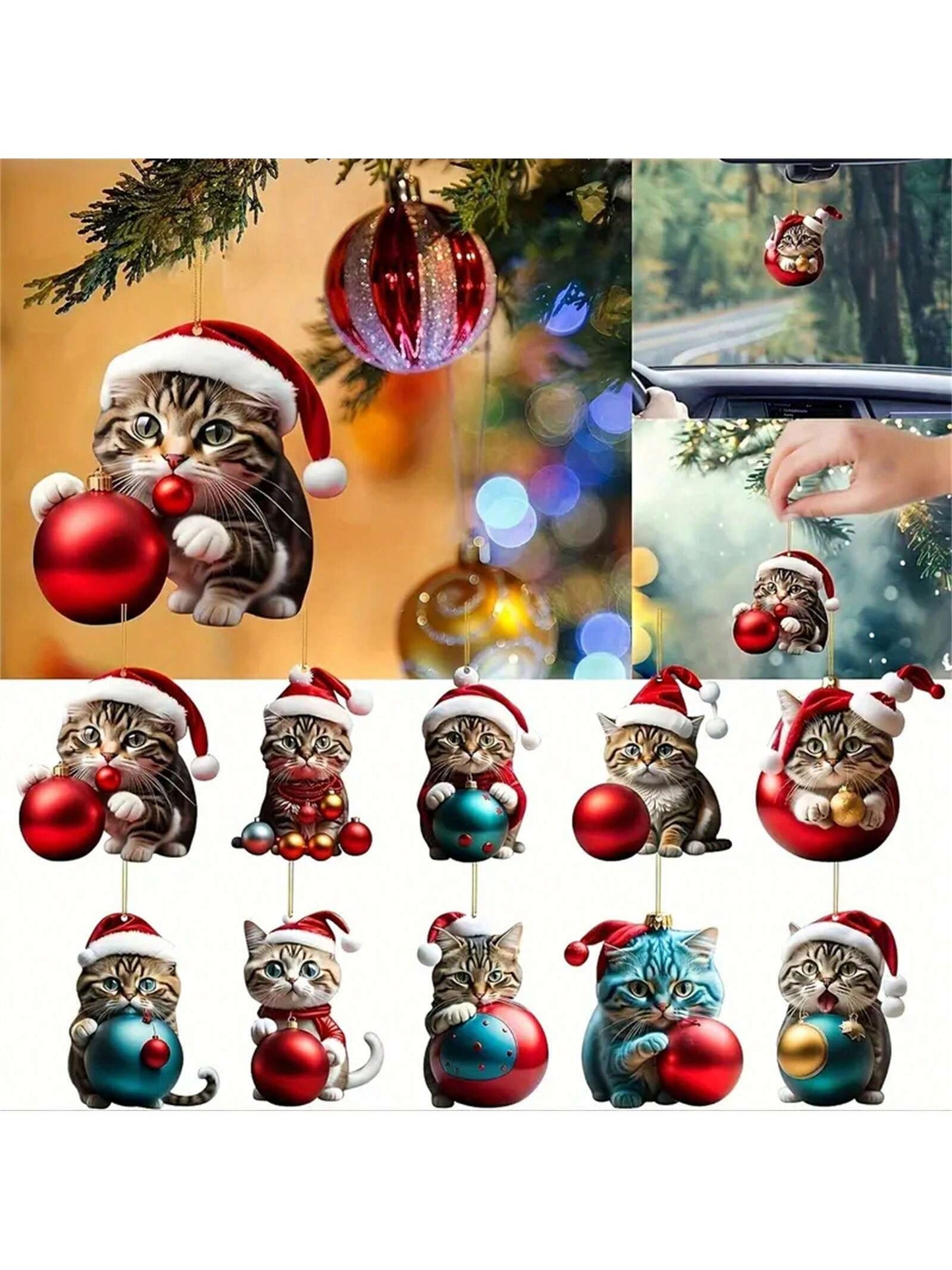 24pcs/Set 24-Day Christmas Countdown Calendar, Surprise Acrylic Cat Pendant Blind Box 24 Pieces Christmas Gifts Christmas Advent Calendar Surprise Gift,Christmas