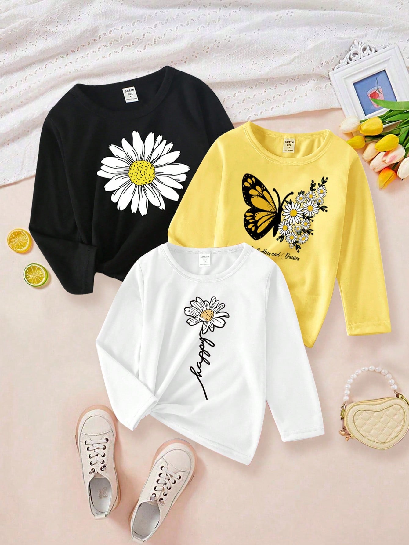 3pcs/Set Girls Casual Cute Butterfly