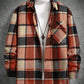 Manfinity Homme Loose Fit Men's Plaid Printed Jacket With Flap Pockets And Drop Shoulders, Going Out Colorful Long Sleeve Casual Khaki Checkered Lightweight Jacket, For Friends, Husband, Boyfriend Gifts