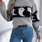 Casual Autumn Winter Ghost Patchwork Long Sleeve Knitted Sweater For Halloween