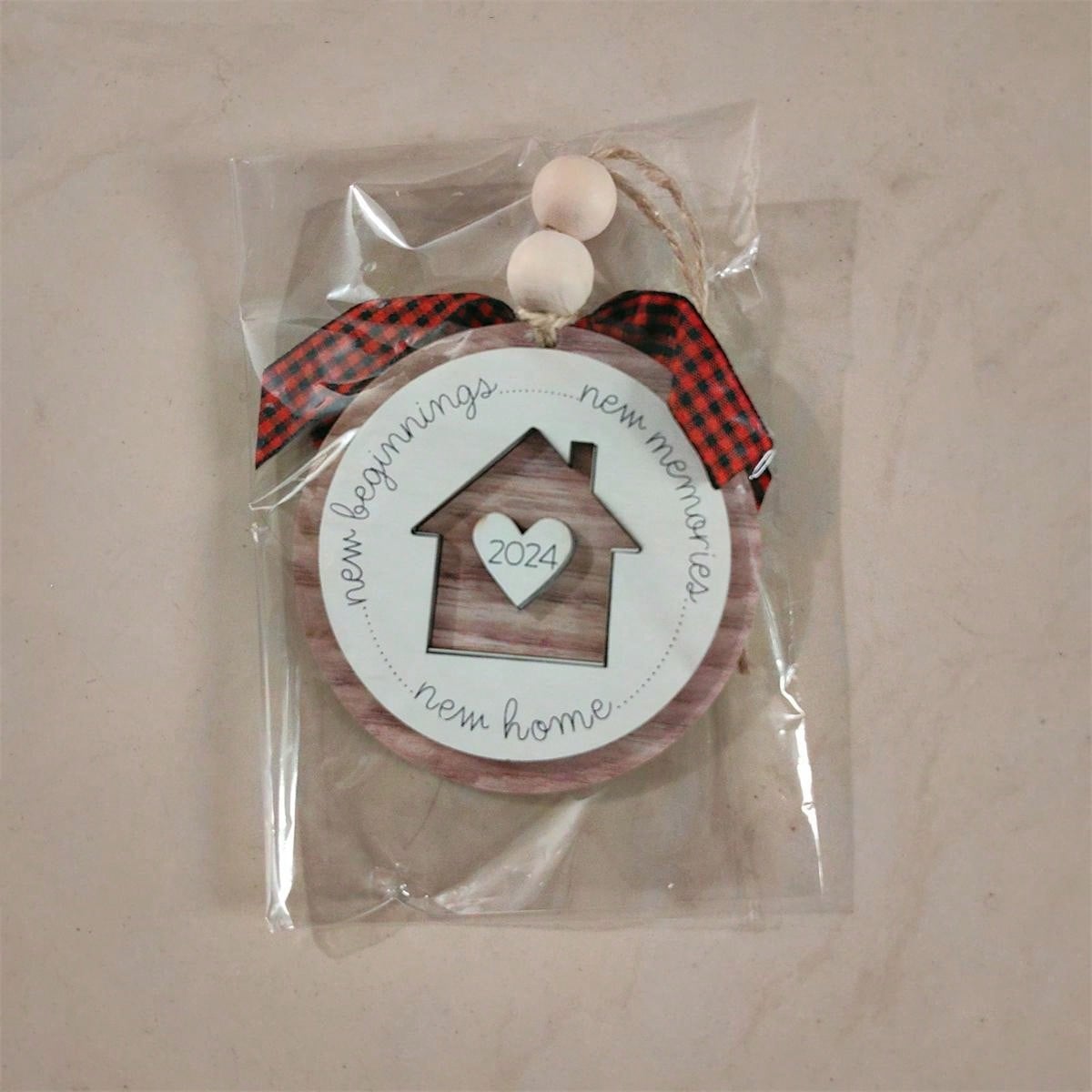 2024-2025 New Year Christmas New Home New Memories Wooden Home Holiday Decoration, Creative First Christmas Ornament For New Home, Christmas Gift Pendant, Ideal Holiday Gift