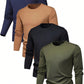 4pcs/Set Men's Regular-Fit Long Sleeve T-Shirt, Solid Color Basic Style, Fashionable Casual Sports Outfit, Thin Tops For Spring And Autumn