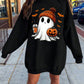 EZwear Plus Size Halloween Cartoon Ghost Print Sweatshirt Dress, Fall Outfit