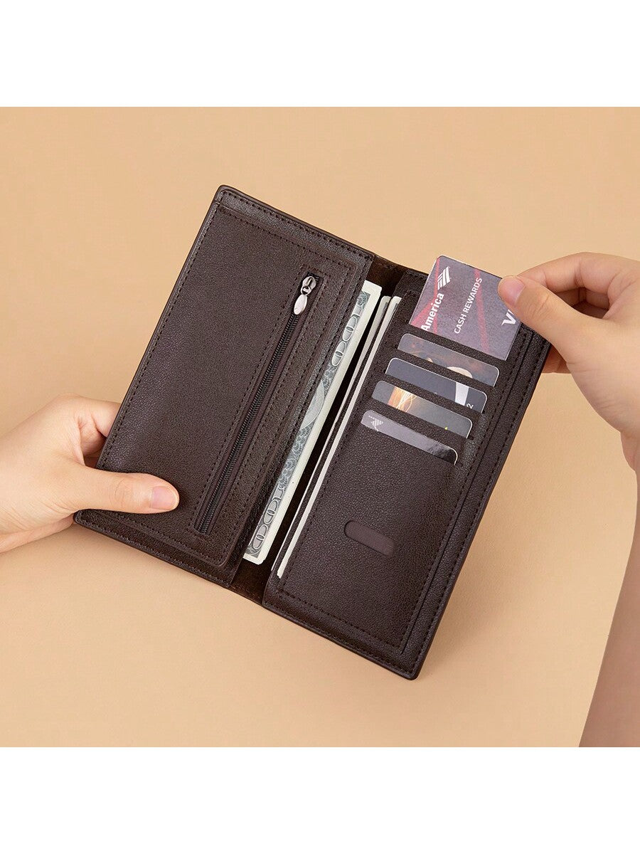 Men's Crocodile Embossed Multi-Function Large Capacity Bifold Long