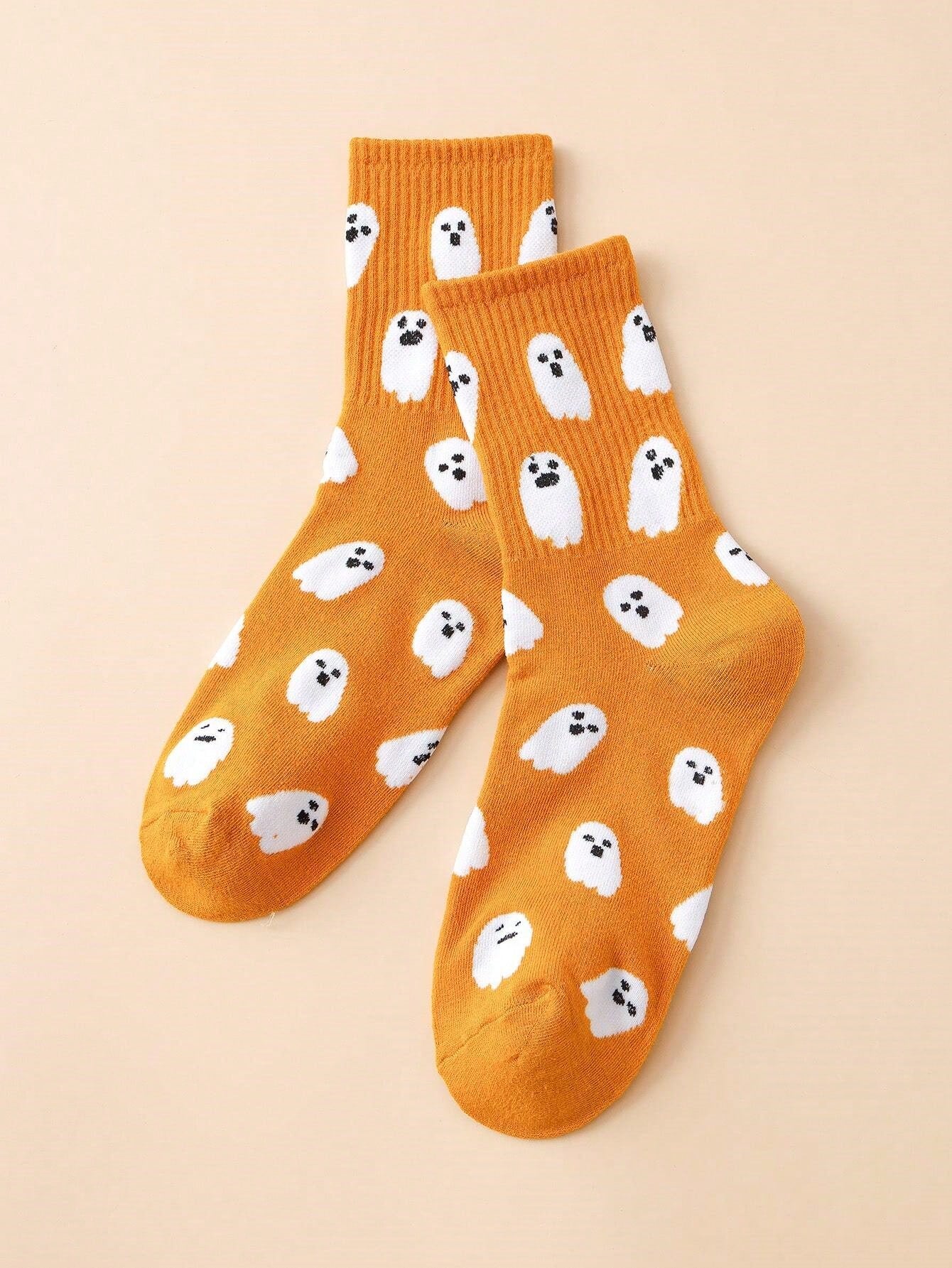 2 Pairs Halloween Colorful Trendy Men/Women Socks, Cartoon Ghost Design  Fun Socks Crazy Happy Socks