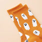 2 Pairs Halloween Colorful Trendy Men/Women Socks, Cartoon Ghost Design  Fun Socks Crazy Happy Socks