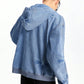 NEON BLANC Men's Casual Loose Fit Drop Shoulder Hooded Denim Jacket, Spring Autumn