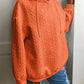 Plus Size Women Loose Casual Solid Color Jacquard Knit Long Sleeve Hoodie Sweatshirt