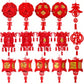 1Pc Chinese New Year Lantern DIY FU Character Red Lantern Hanging Ornaments For Lunar New Year Spring Festival Decor,Christmas