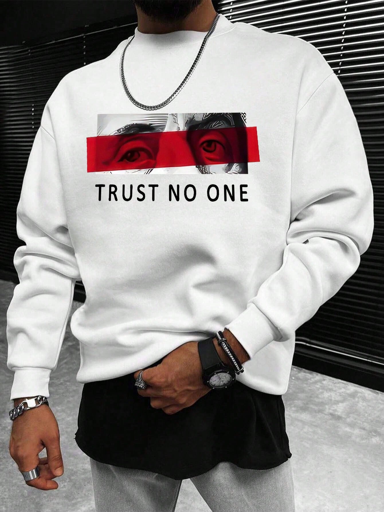 Men's Casual Letter Print Round Neck Loose Fit Long Sleeve Sweatshirt, Spring