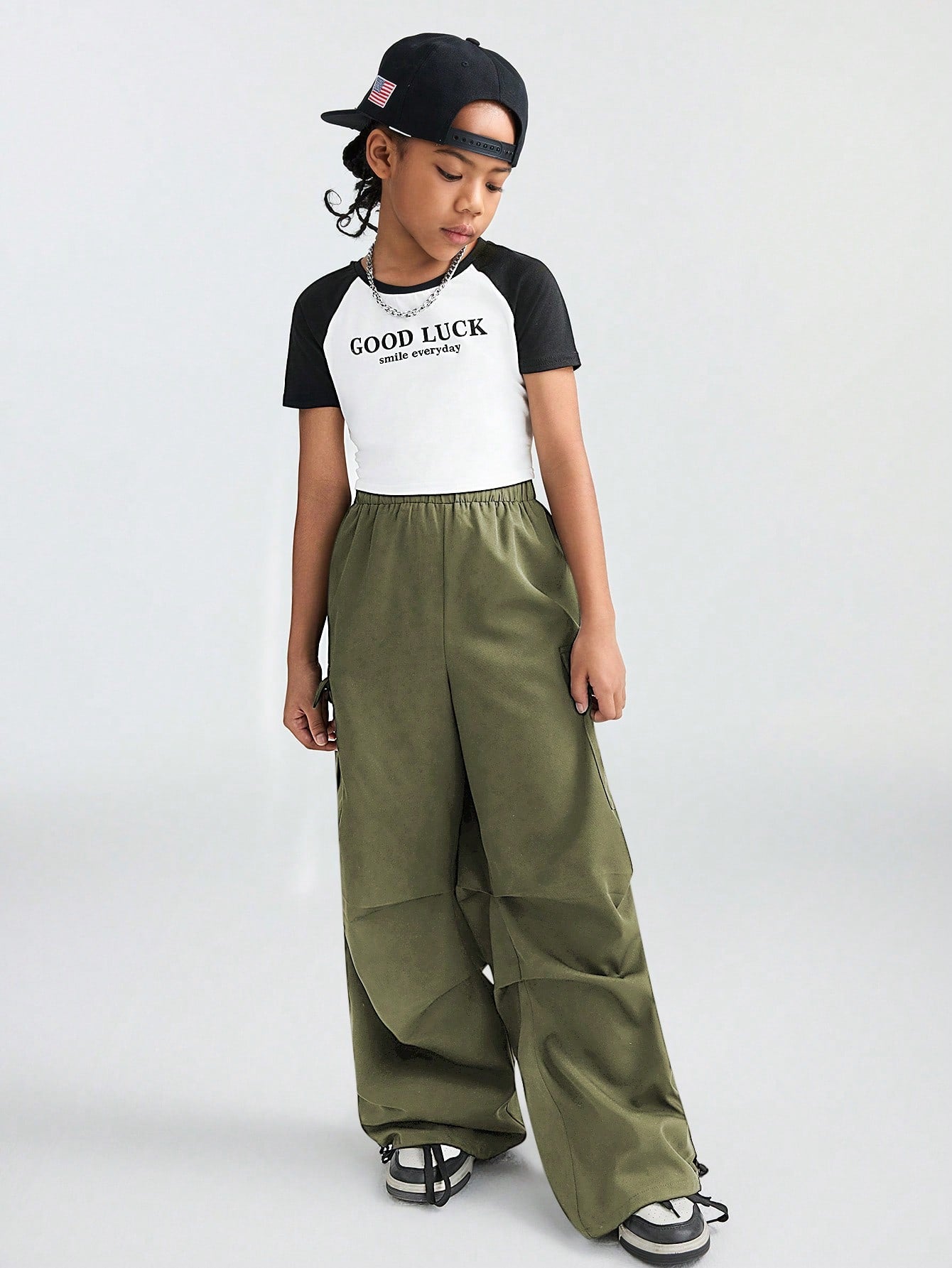 Coolane Tween Girls' Casual Loose Fit Wide Leg Parachute Pants, Oversized , Baggy Pants