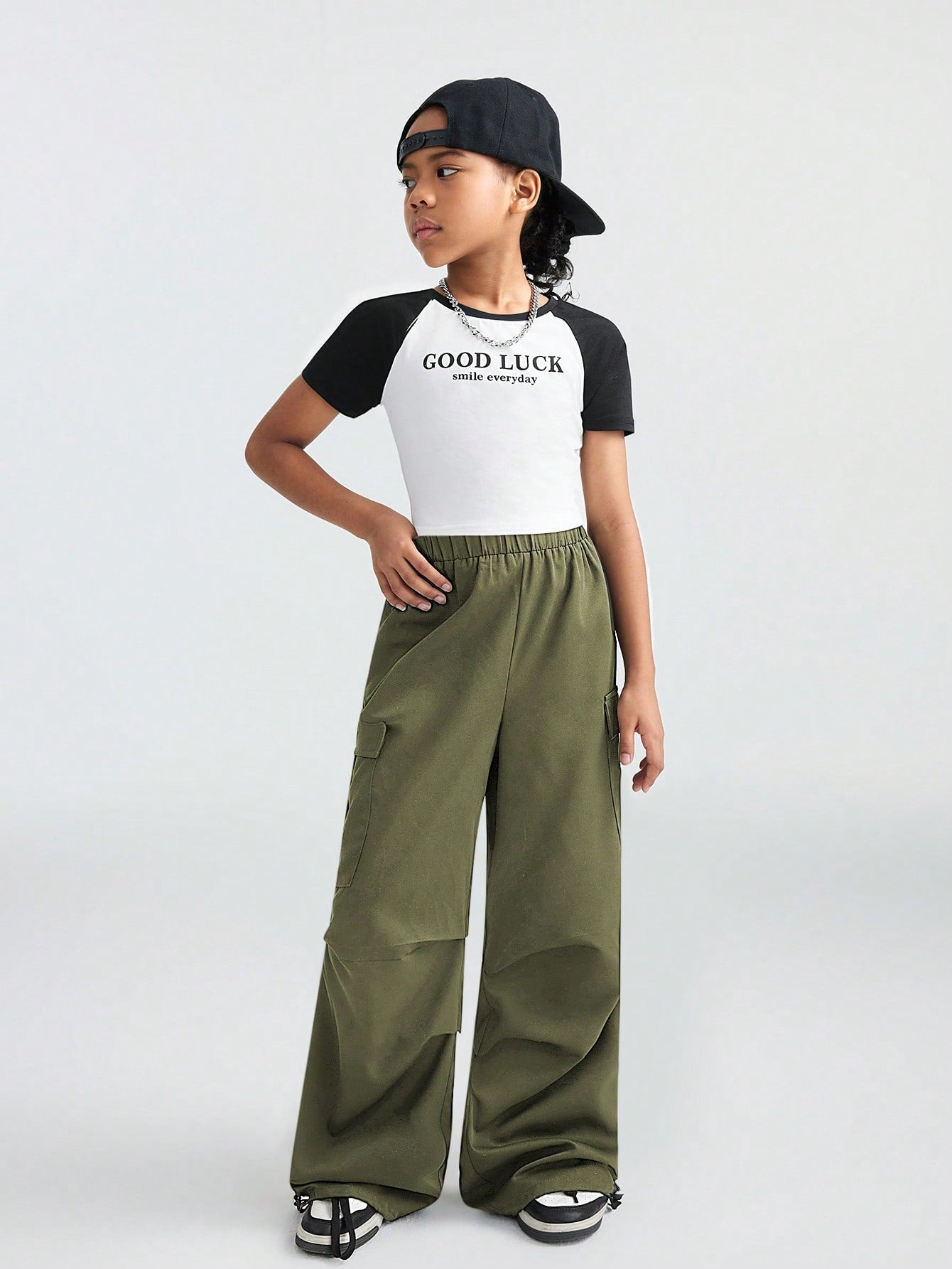 Coolane Tween Girls' Casual Loose Fit Wide Leg Parachute Pants, Oversized , Baggy Pants