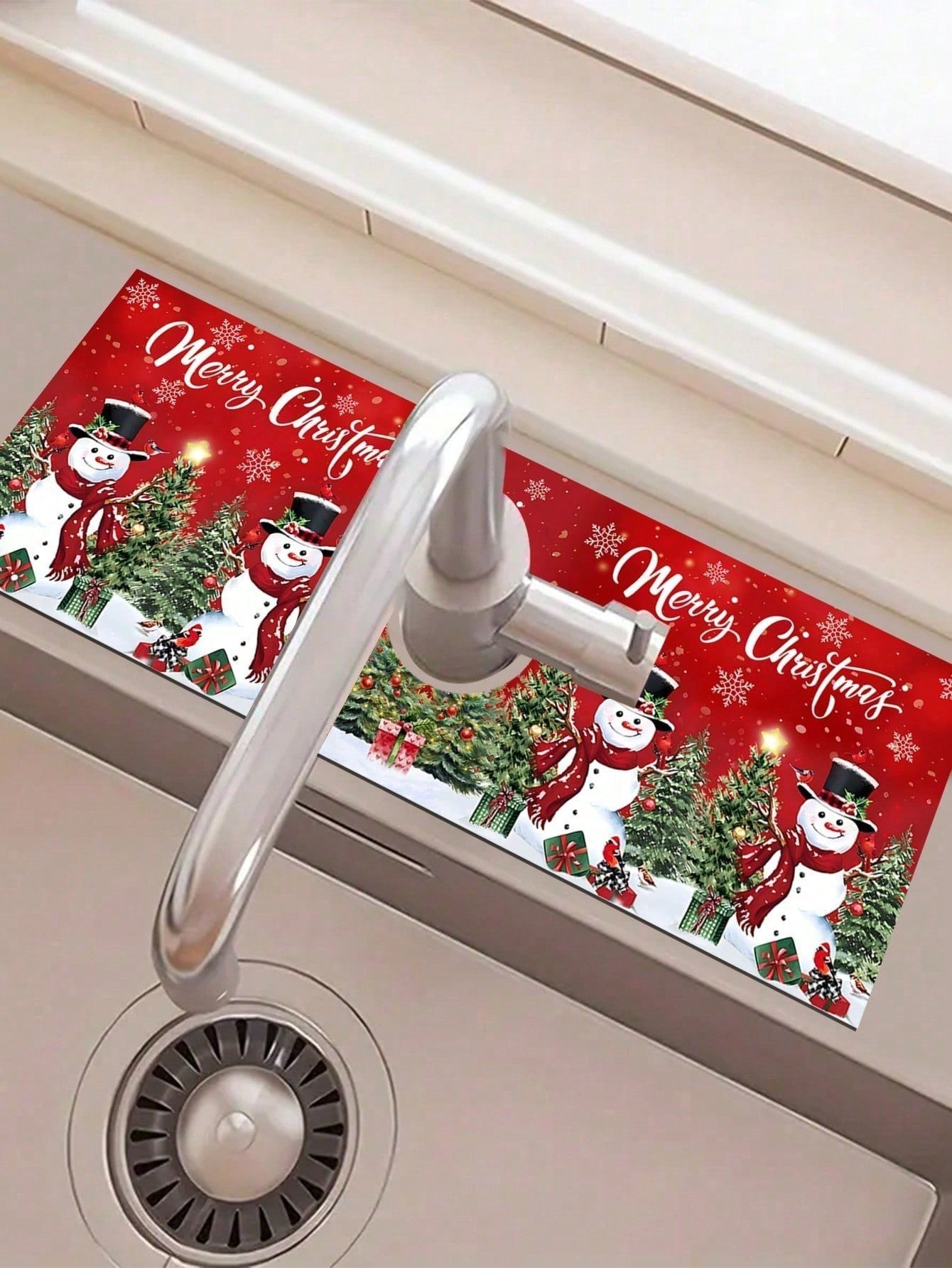 Christmas Faucet Absorbent Pads For Kitchens And Bathrooms, Santa Claus Snowman Gingerbread Man Xmas Tree Pattern Kitchen Diatomaceous Earth Mat, Christmas Decor Home Decor 2024 Happy New Year 2025,Christmas