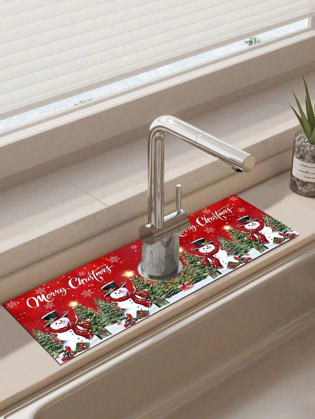 Christmas Faucet Absorbent Pads For Kitchens And Bathrooms, Santa Claus Snowman Gingerbread Man Xmas Tree Pattern Kitchen Diatomaceous Earth Mat, Christmas Decor Home Decor 2024 Happy New Year 2025,Christmas