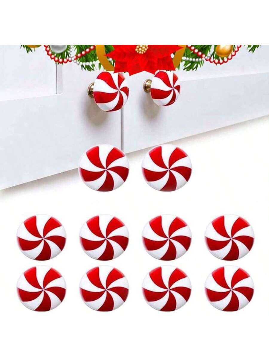 2pcs/6pcs Christmas Silicone Red And White Candy Cabinet Knob Covers For Various Kitchen Cabinet Knob Covers Living Room Bedroom Cabinet Knob Covers,Xmas Festival Decorations, Halloween, Halloween Decoration