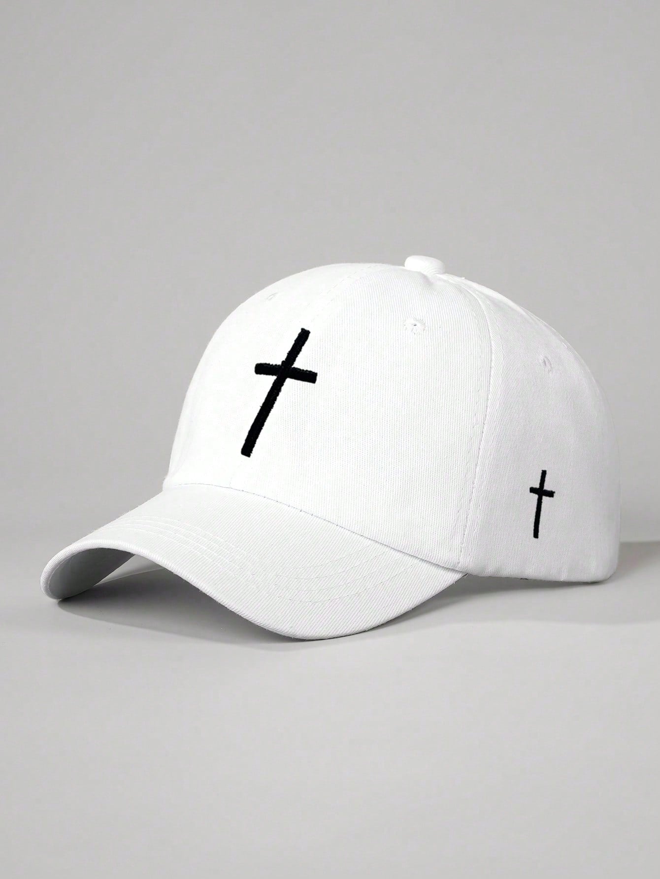 1pc Embroidered Cross Adjustable Baseball Cap Unisex Outdoor Sun Protection Casual Hat For Spring Autumn Travel Beach Vacation, Y2K Style