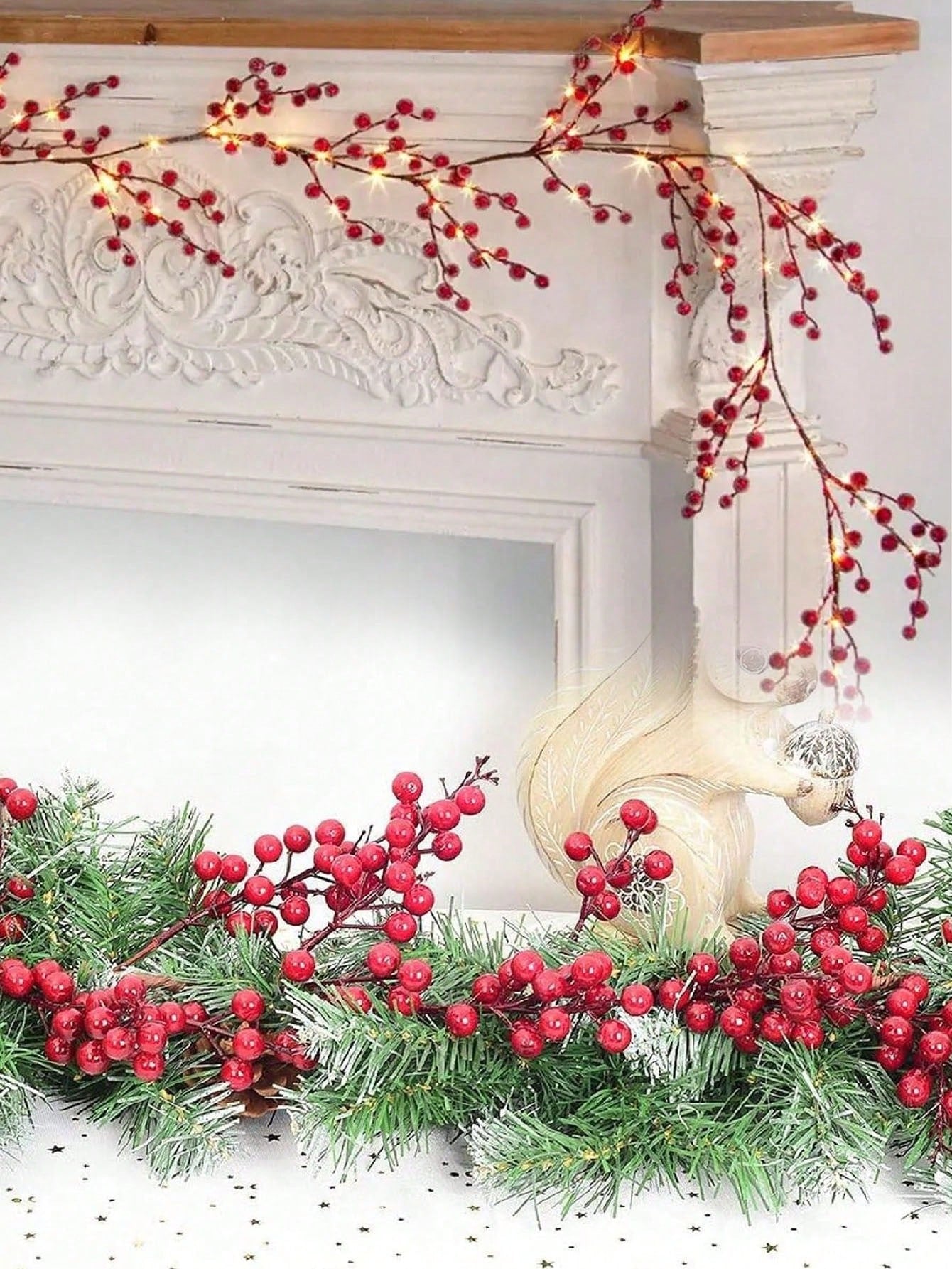 1pc Red Berry Garland Christmas Decoration, Artificial Cranberry Vine - Plastic Holly Hanging Decor, Suitable For Home, Wedding, Christmas - Versatile Artificial Berry Wreath, For Table, New Year Celebration, Engagement Party Decoration